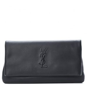 Saint Laurent Black Grain Leather West Hollywood Fold Over Clutch